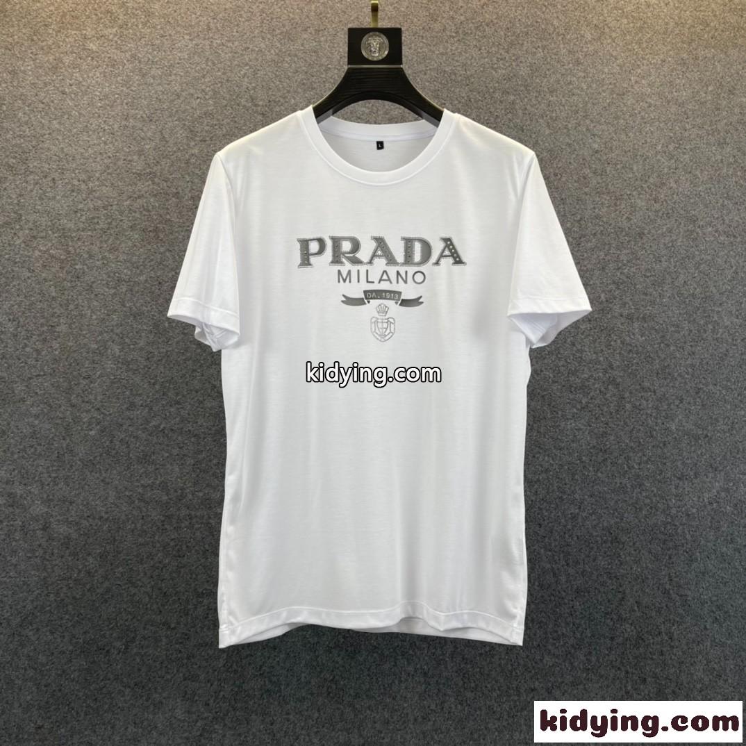 カジュアル シンプル 着心地いい プラダ 半袖tシャツ コピー 柔らかい プリント 春夏新作 メンズ ファッション-4