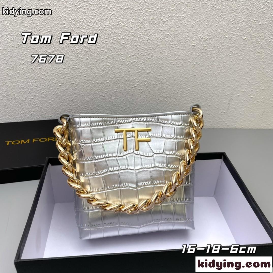 クロコエンボス トムフォード バッグ コピー 高級感 エレガント チェーン バケットバッグ-0