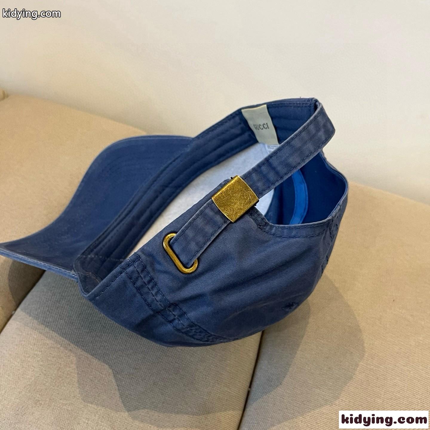 シンプル ロゴ入り ベースボールキャップ グッチ キャップ 偽物 ブルー-4