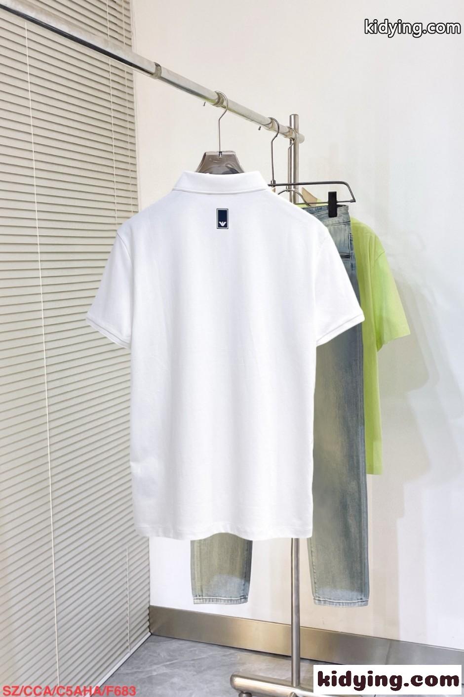 洗練された カジュアル ロゴ ポロシャツ アルマーニ Tシャツ 偽物 ホワイト-1