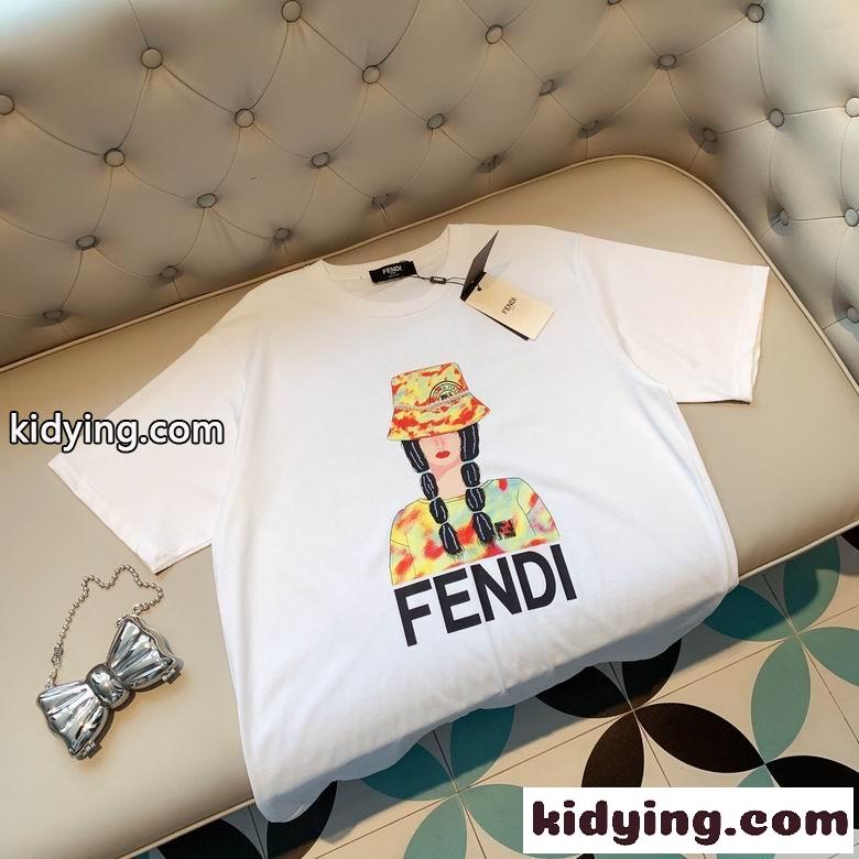 スタイリッシュ プリント クルーネック 合わせやすい フェンディ Tシャツ コピー 半袖 トップス カジュアル-0