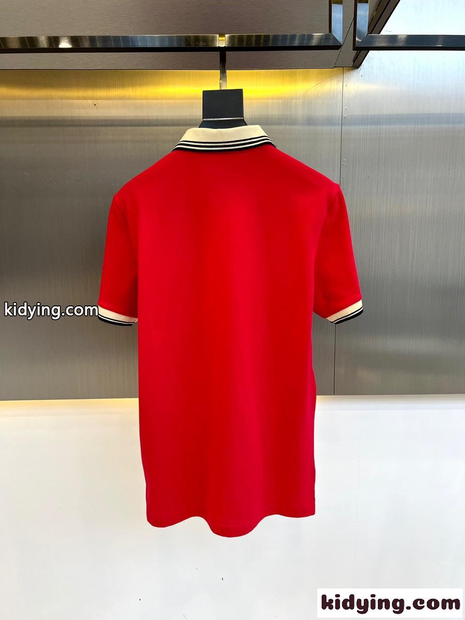 トライアングルロゴ付 コットンピケ ポロシャツ プラダ 半袖Tシャツ コピー レッド-3