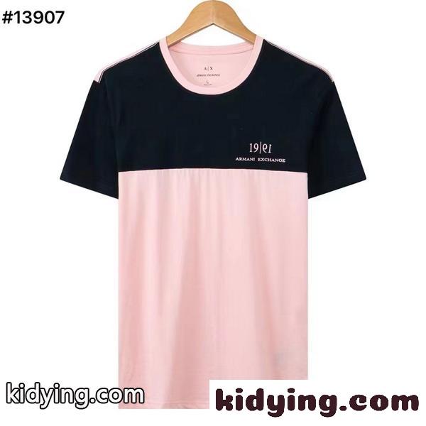 お洒落 クルーネック バイカラー 半袖 アルマーニ tシャツ コピー 春夏 定番 トップス-3
