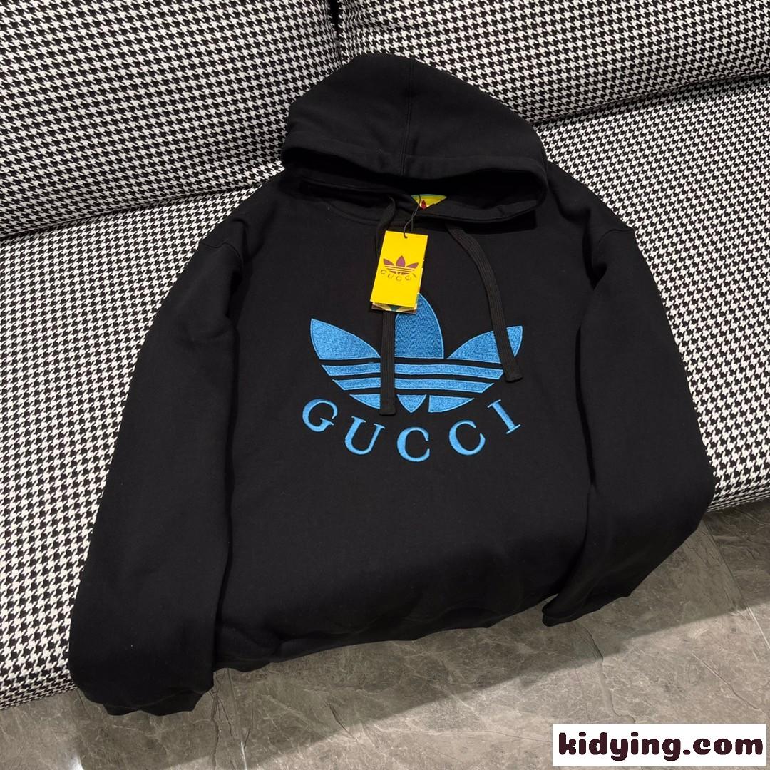 Adidas x Gucci 刺繍 フード付き ロゴ グッチ パーカー コピー 長袖 プルオーバー-4