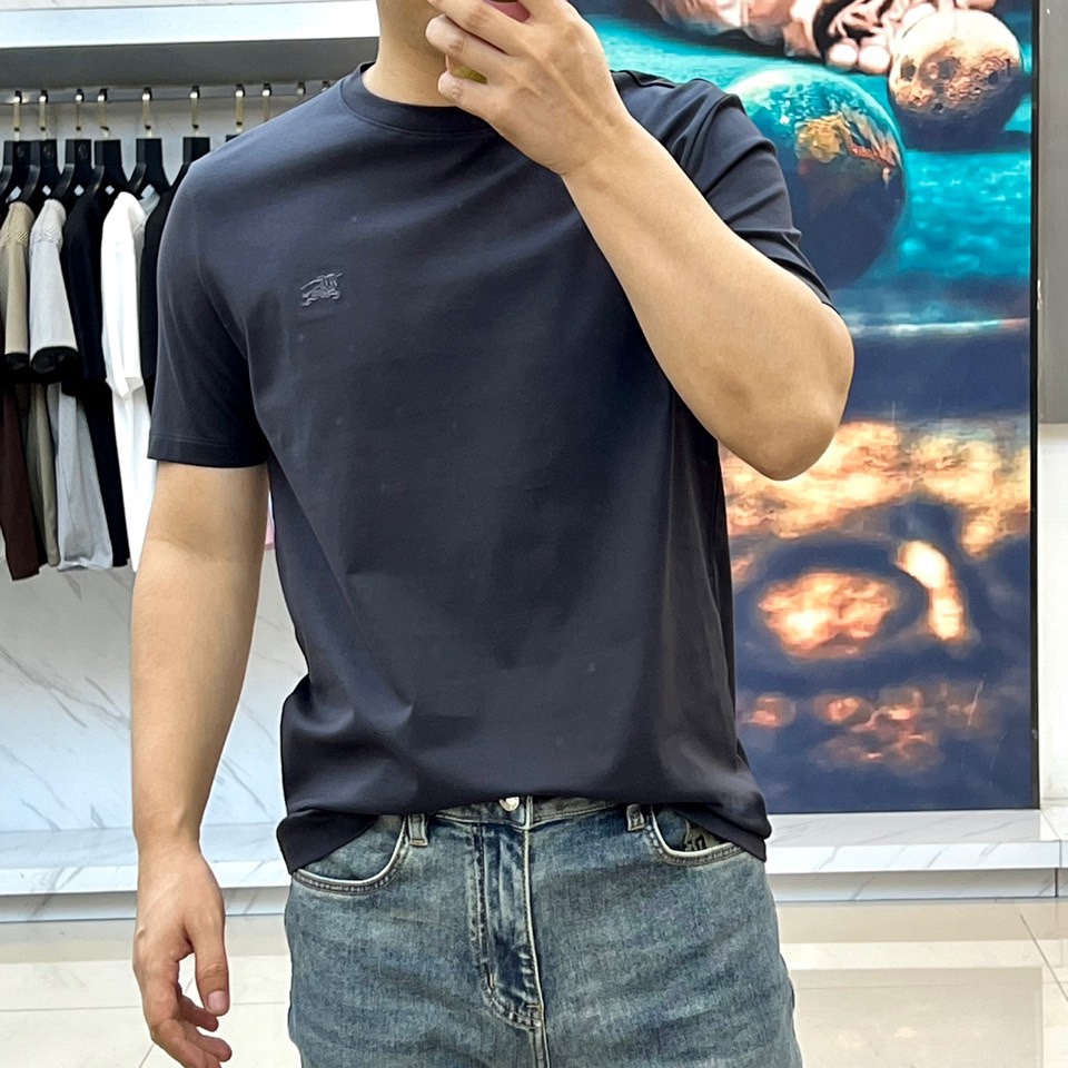 シンプル クルーネック 半袖Tシャツ バーバリー Tシャツ コピー ダークグレー-2