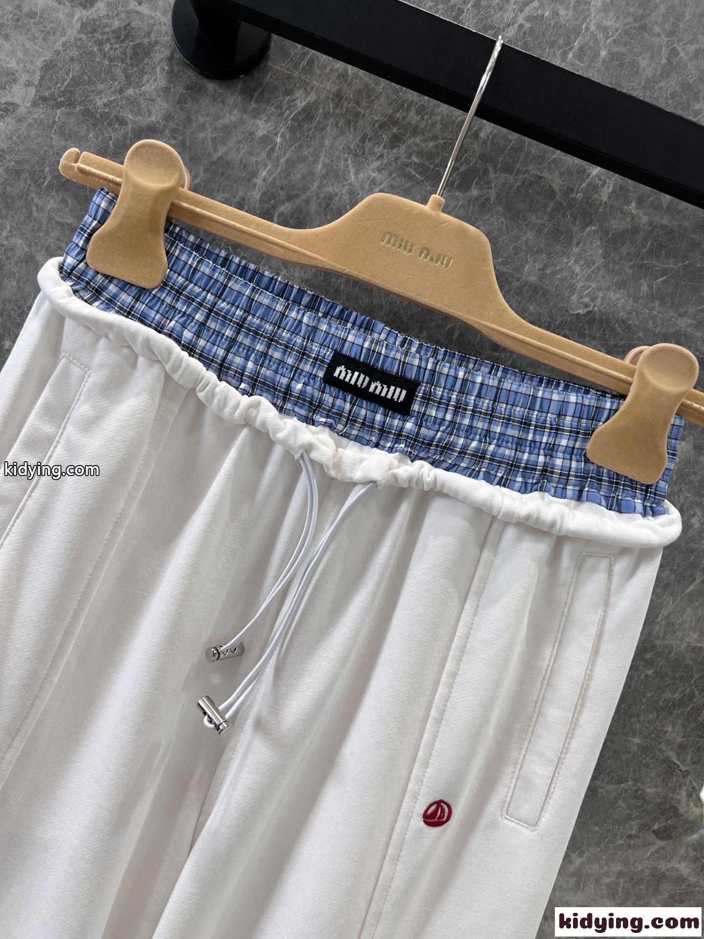 おしゃれ ダブルウエスト ロングパンツ ミュウミュウ パンツ コピー レディース ホワイト-3