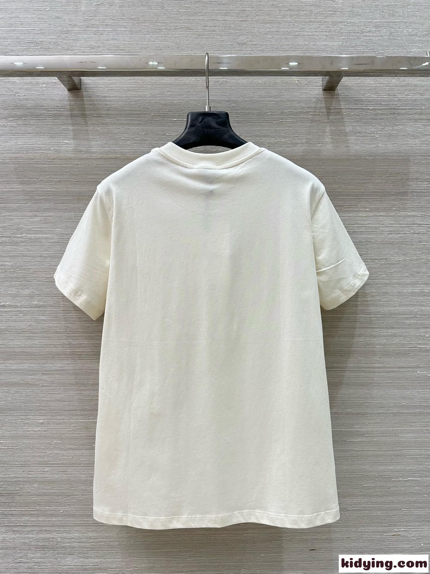 定番 お洒落 ロゴ コットンTシャツ モンクレール Tシャツ コピー クルーネック ベージュ-4