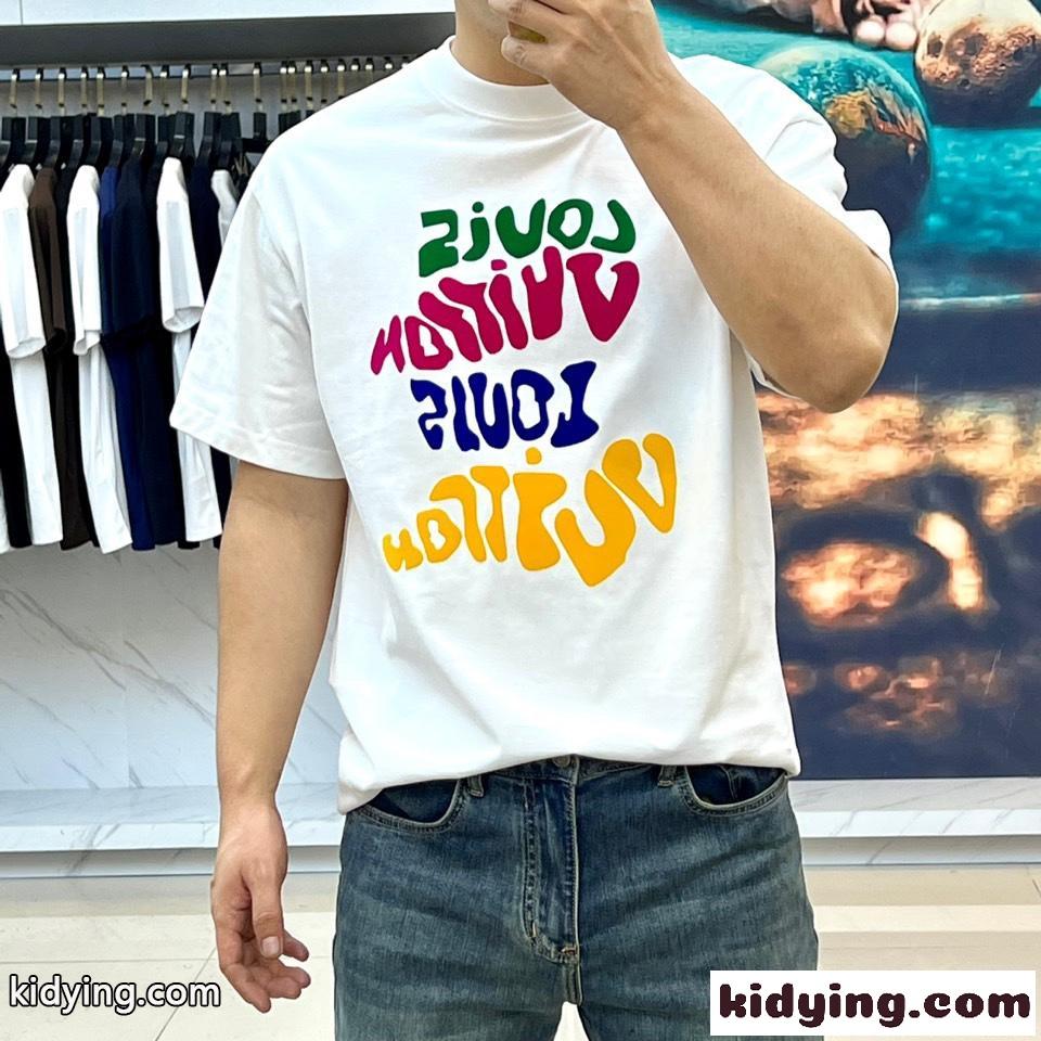 人気 おしゃれ ロゴ ルイ・ヴィトン 半袖Tシャツ コピー コットンtシャツ ホワイト-2