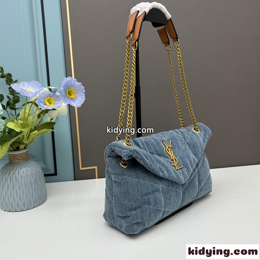 YSL ルル パファー デニム ショルダーバッグ イヴ・サンローラン バッグ コピー-4
