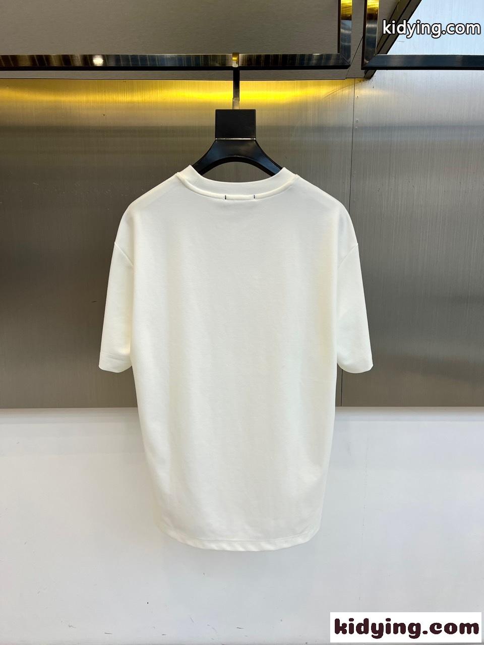 カジュアル クルーネック 半袖Tシャツ ルイ・ヴィトン Tシャツ 偽物 コットン ホワイト-3