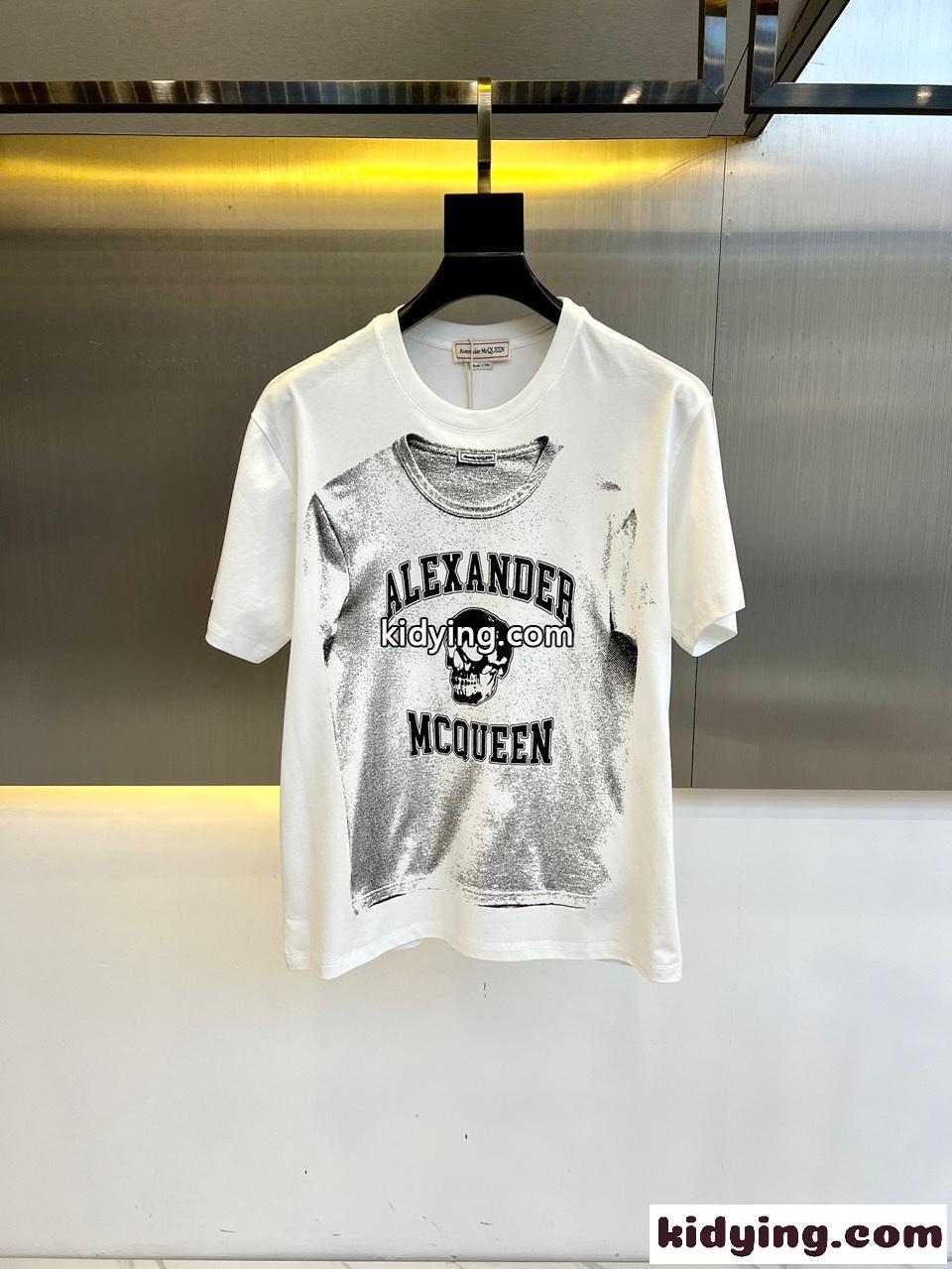 グラフィックプリント 半袖Tシャツ アレキサンダー・マックイーン Tシャツ コピー ホワイト-1