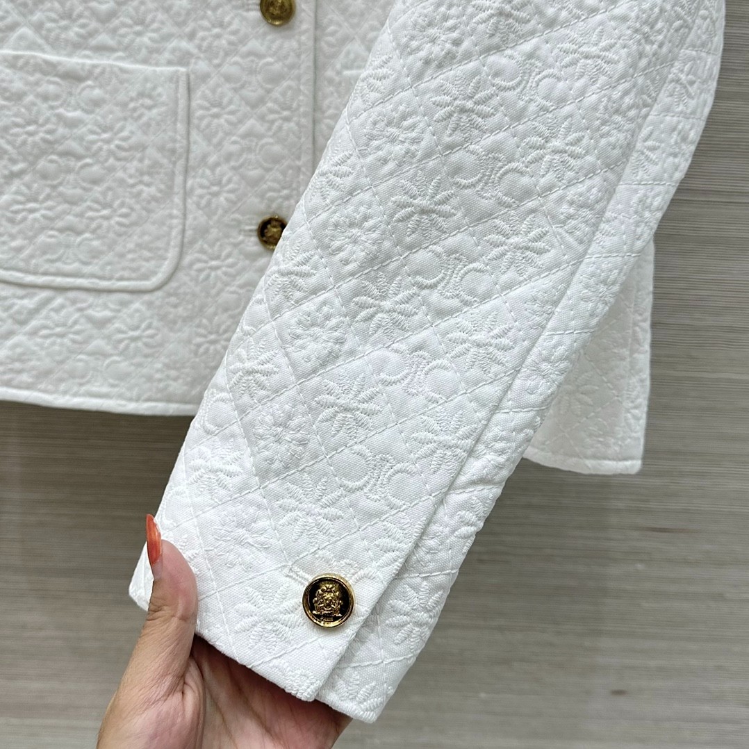 上品 ノーカラージャケット セリーヌ ジャケット コピー レディース アウター ホワイト-5