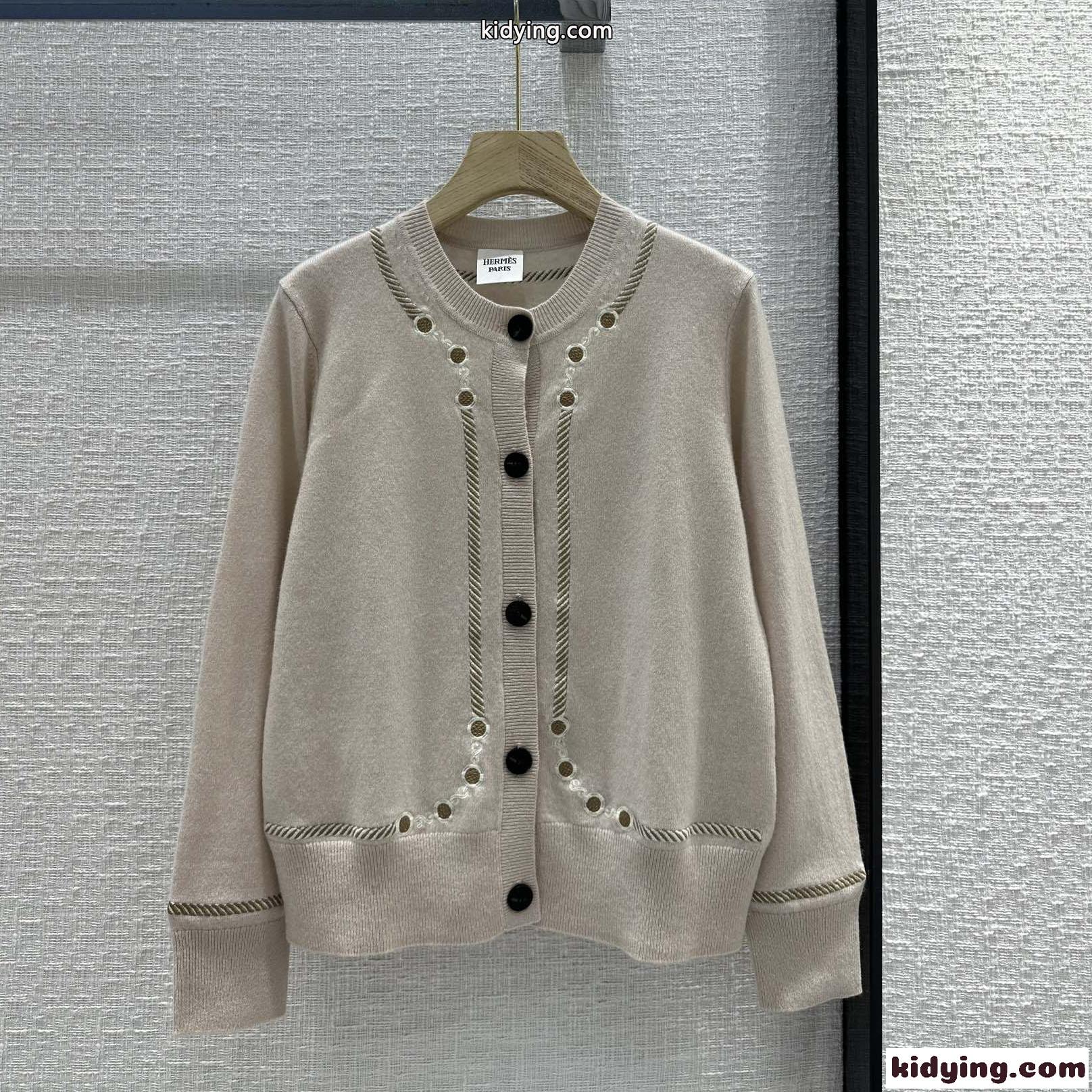 23AW◆上品な女性の憧れ HERMES レ タンブール カシミア カーディガン コピー-1