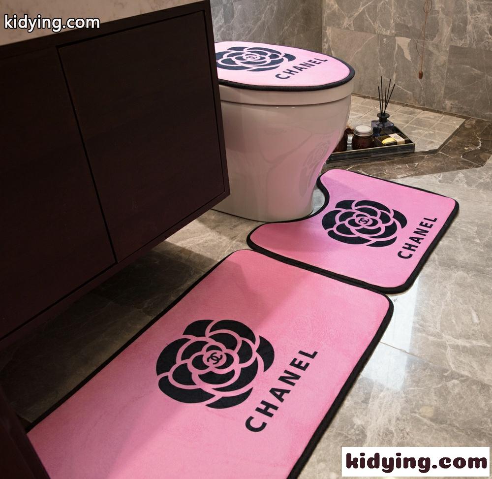 シャネル トイレマットセット コピー ピンク 心地良いです 滑るのを防ぎます 静かな音 浴室 人気-2