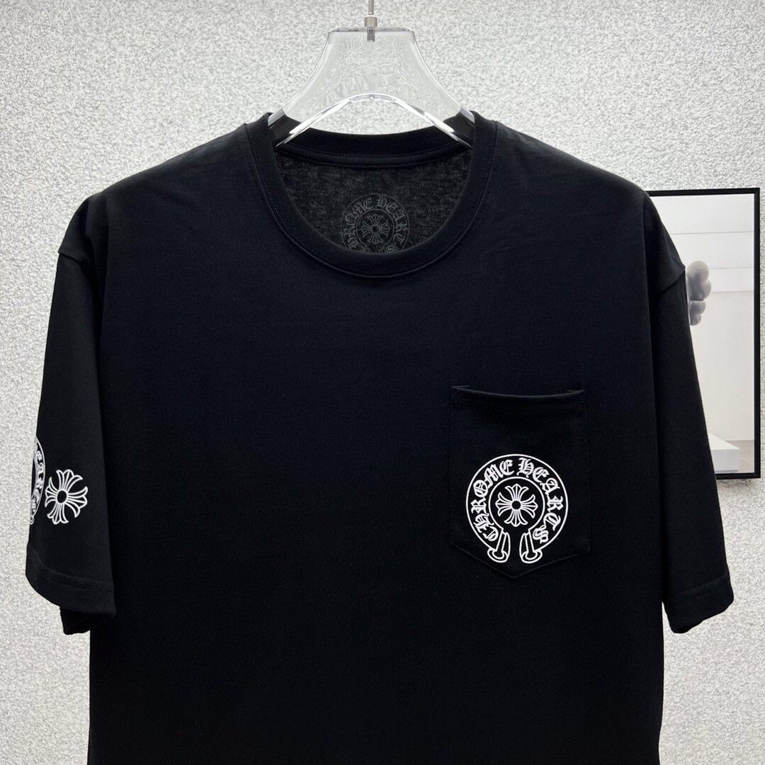 カジュアル ロゴ プリント クロムハーツ Tシャツ コピー クルーネック コットン-0