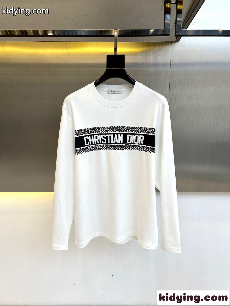 ベーシック カジュアル ロゴ入り 長袖Tシャツ クリスチャン・ディオール Tシャツ コピー ホワイト-0