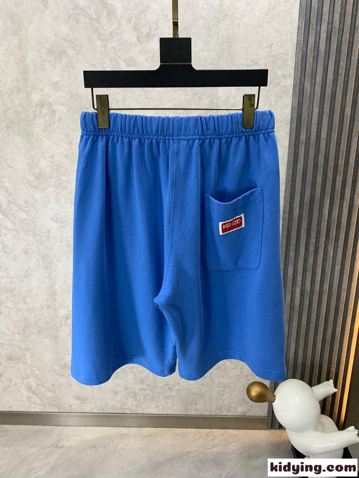 KENZO フリース ショーツ ケンゾー パンツ コピー ロゴ カジュアル ブルー-2