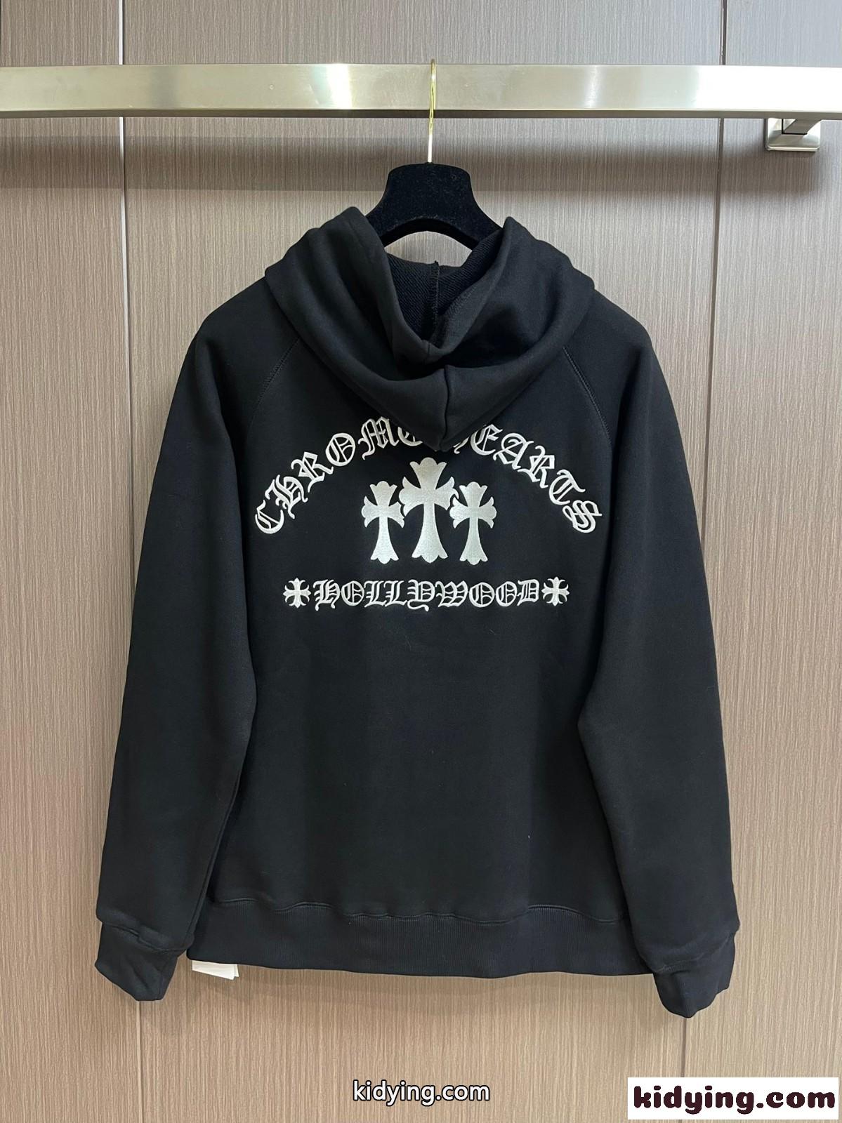 定番 刺繍入り フード付き ジップアップパーカー クロムハーツ パーカー コピー 男女兼用-0