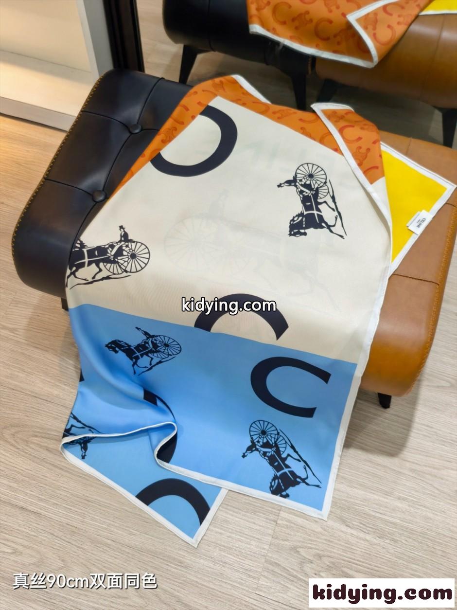 90×90cm シルク スクエアスカーフ セリーヌ スカーフ コピー 合わせやすい-4