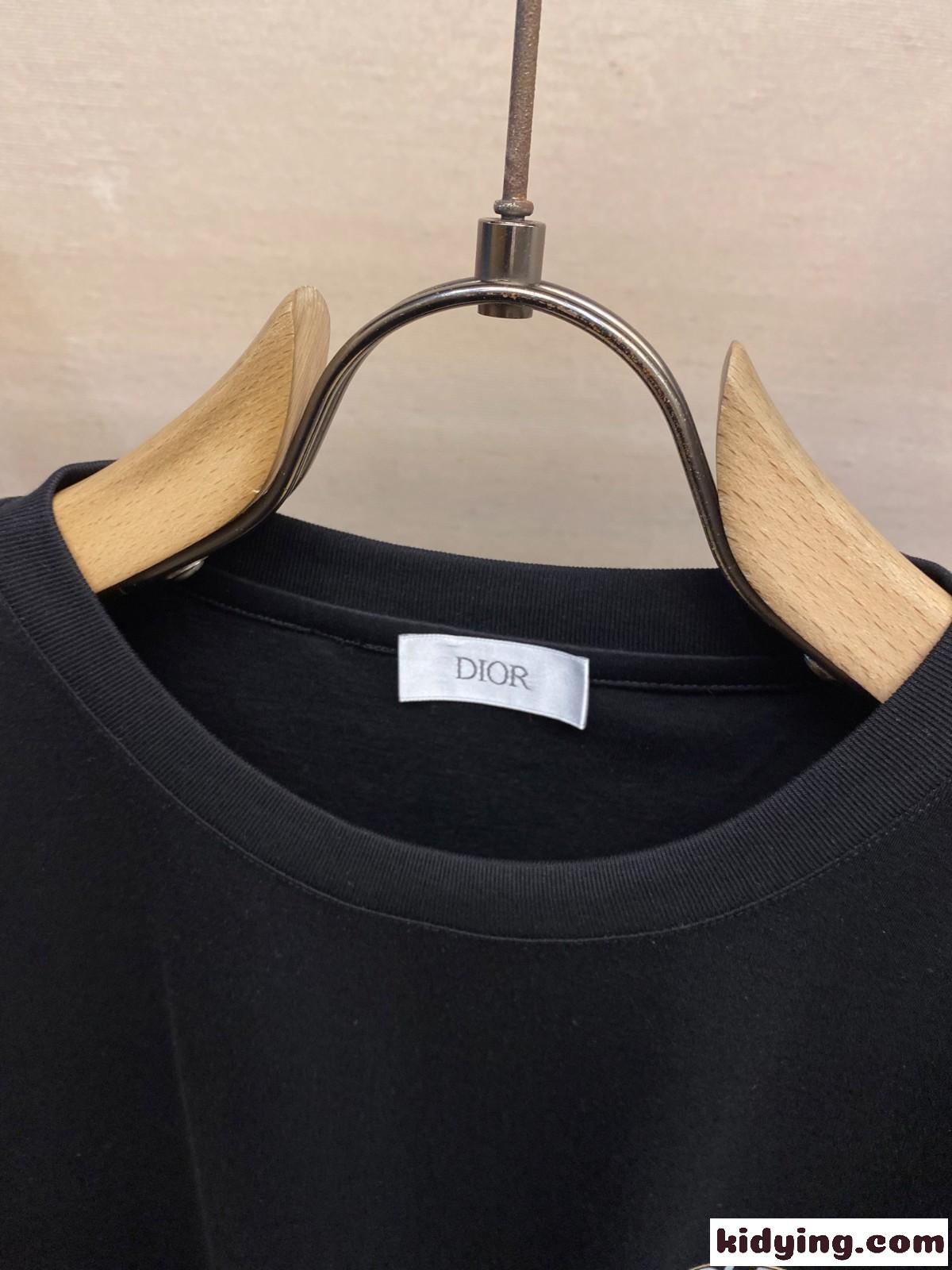 シルケットスムースロゴTシャツ クリスチャン・ディオール Tシャツ コピー ブラック-0