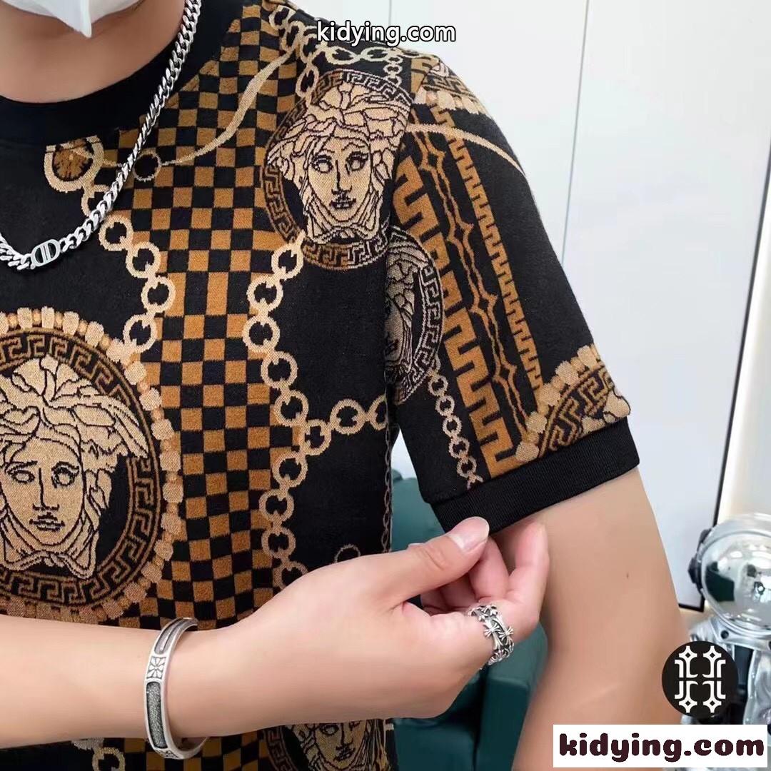 目立つ メデューサ メンズ 半袖 カットソー ヴェルサーチ Tシャツ コピー 通気 快適-4