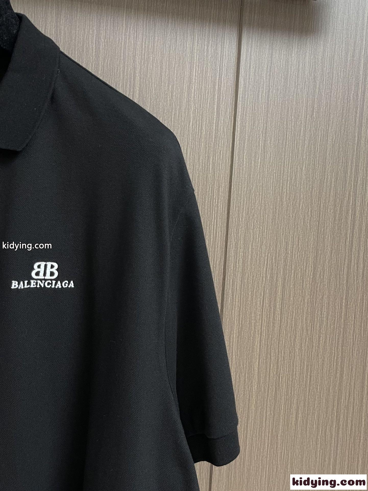 オーバーサイズ コットンピケ 半袖ポロシャツ バレンシアガ Tシャツ コピー ブラック-2