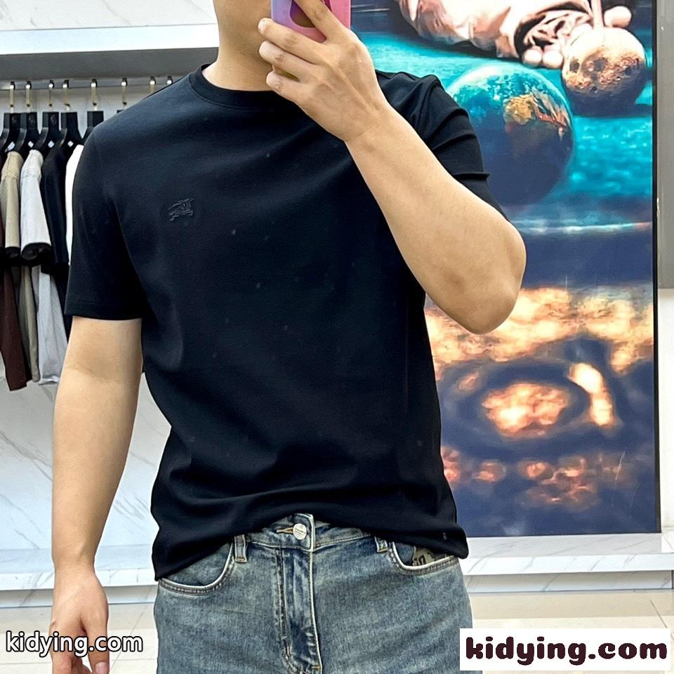 シンプル クルーネック 半袖Tシャツ バーバリー Tシャツ コピー ブラック-2