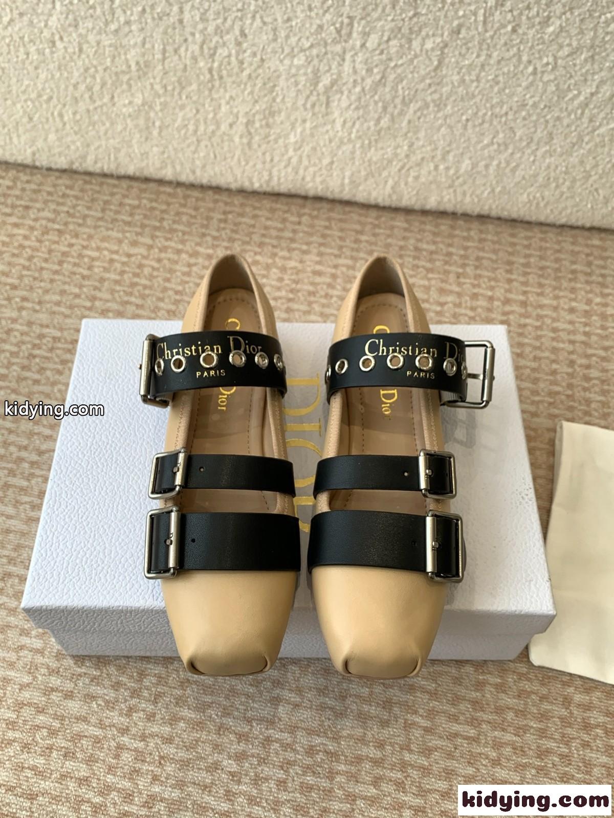 大人クールデザイン&Dior Punk バレリーナ スーパーコピー レザー ベージュ-1