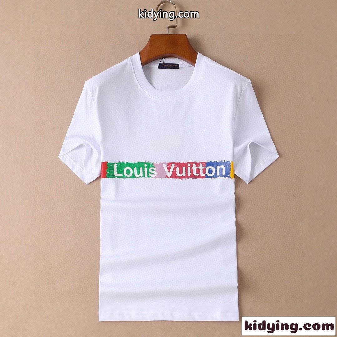 スタイリッシュ 目を引く ロゴ プリント ルイ・ヴィトン tシャツ コピー コットン 快適 トップス-1