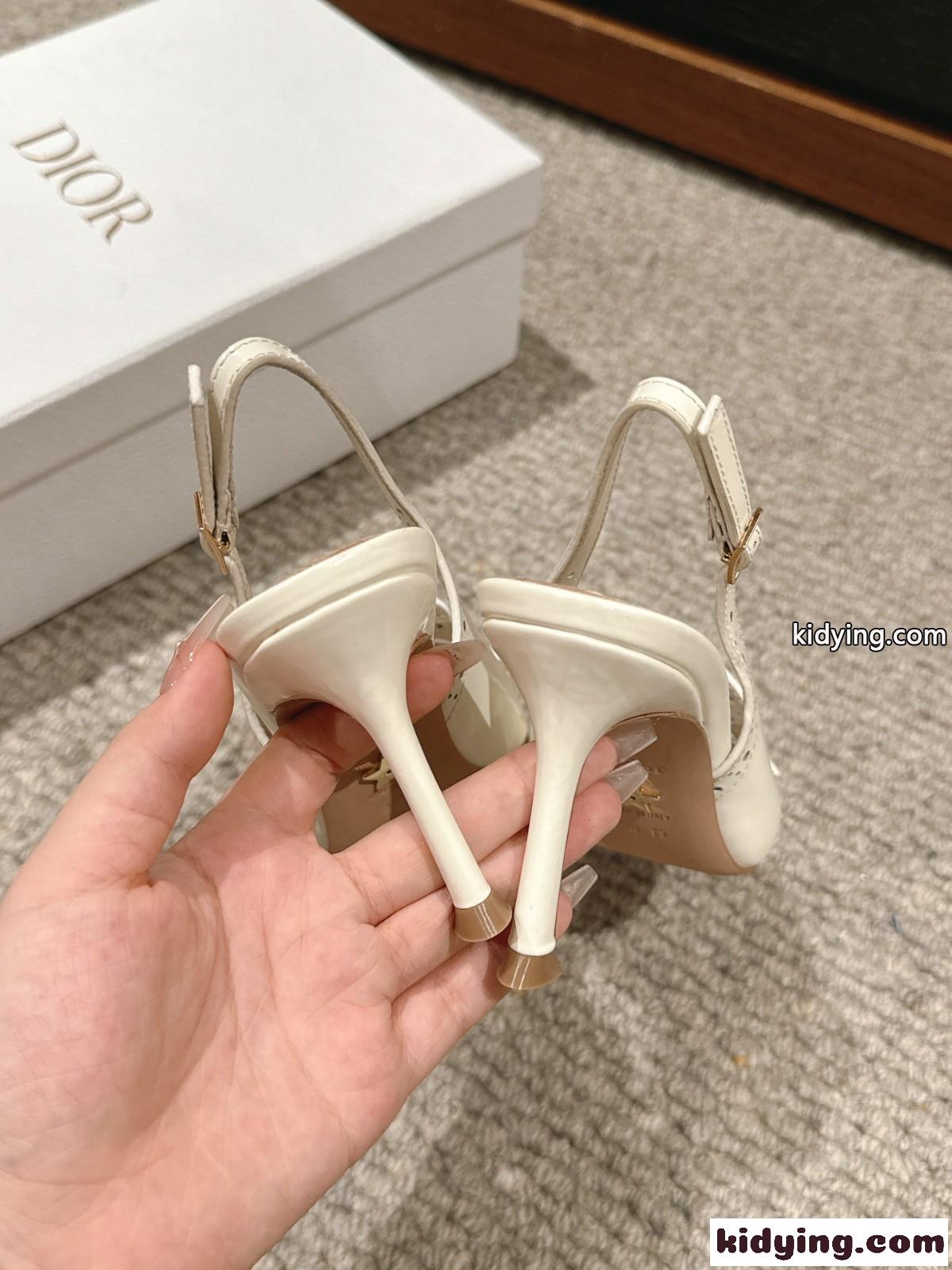 24SS&Dior Boy スリングバックパンプス クリスチャン・ディオール パンプス コピー ホワイト-2