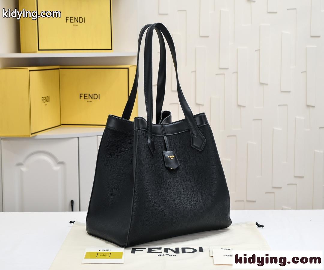 Fendi Origami ラージ ブラックレザー 変形バッグ フェンディ バッグ コピー-0