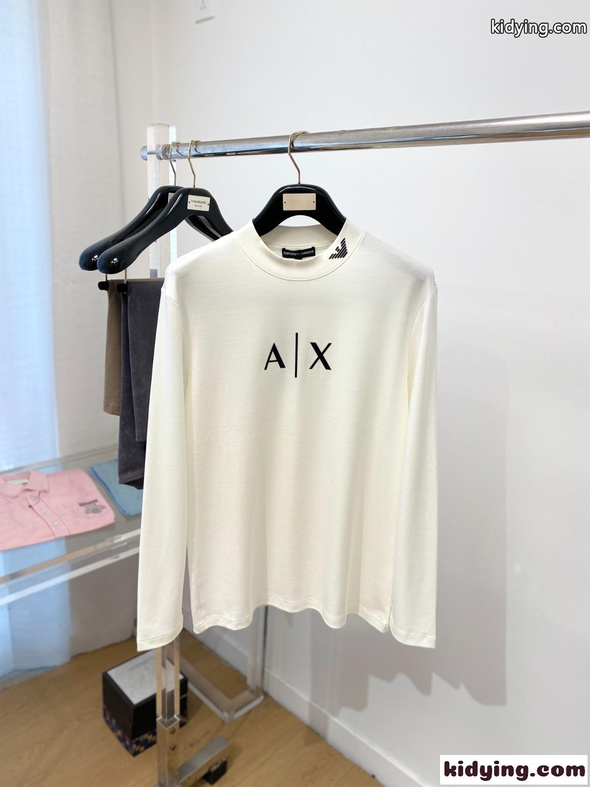 アルマーニ Tシャツ コピー シンプル ロゴ入り 長袖Tシャツ ホワイト-0