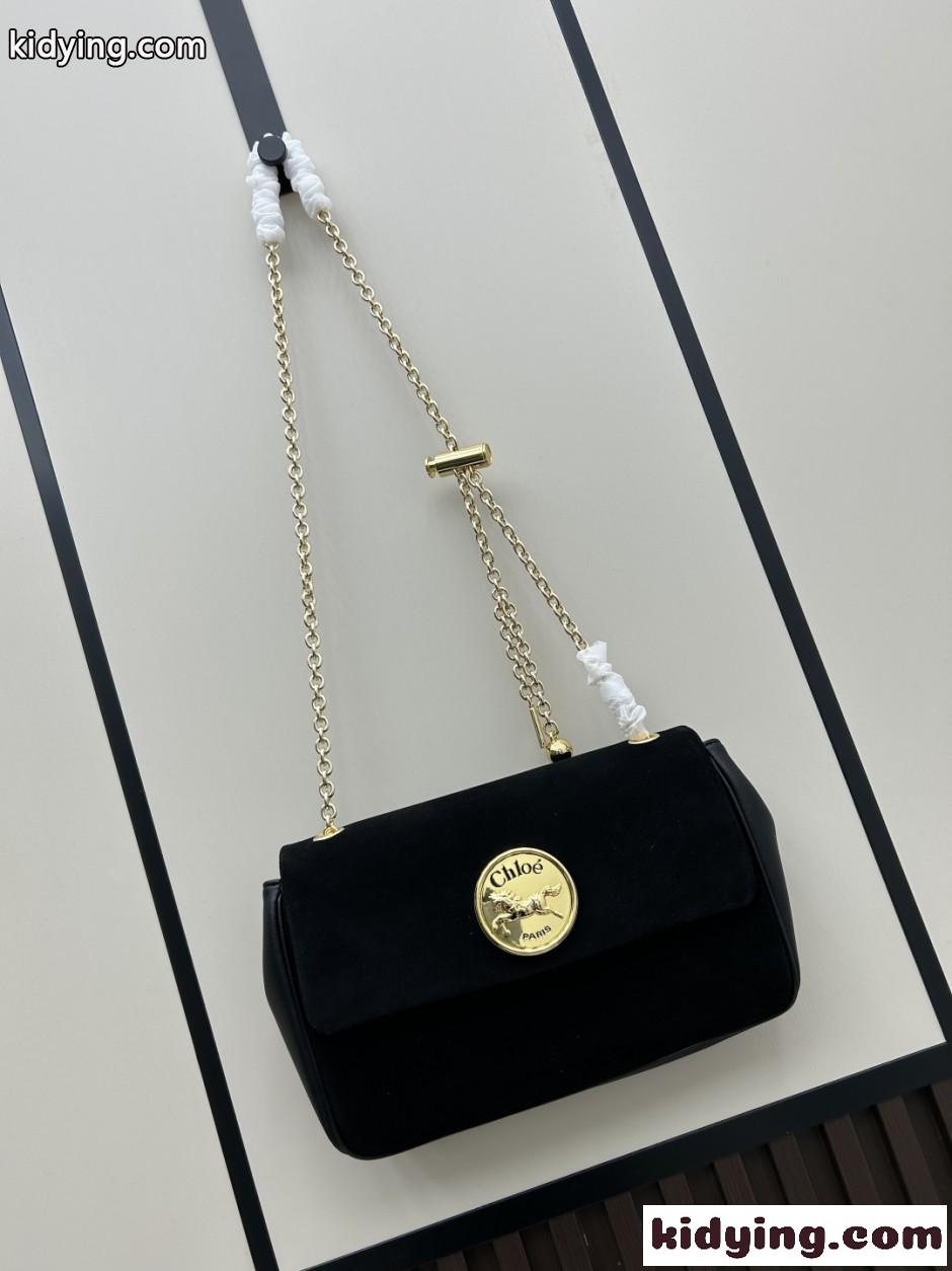 カジュアル おしゃれ クロエ バッグ スーパーコピー スエード Chloé Heritage ショルダーバッグ ブラック-0
