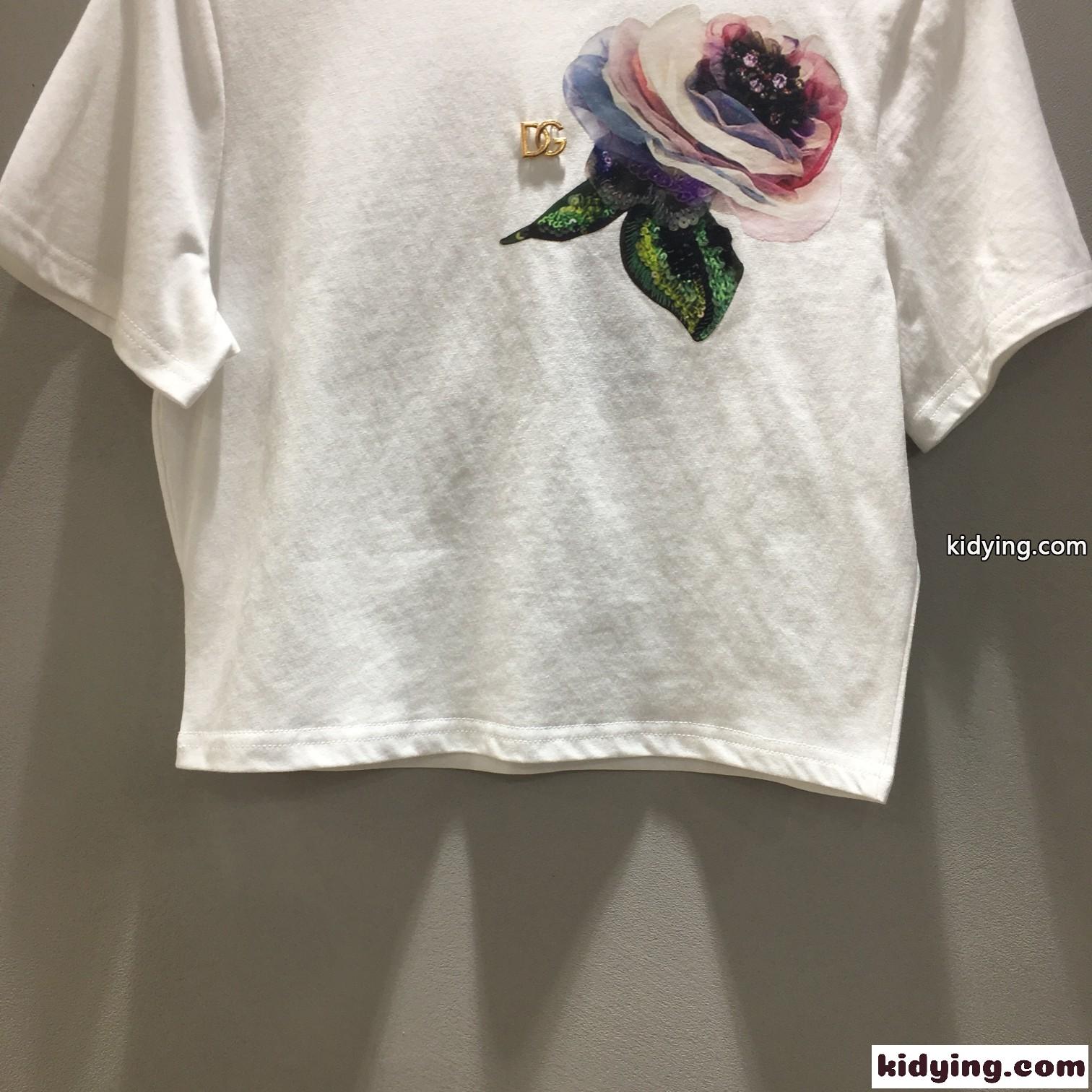 人気 おしゃれ プリント クロップド 半袖Tシャツ ドルチェ&ガッバーナ Tシャツ コピー ホワイト-2