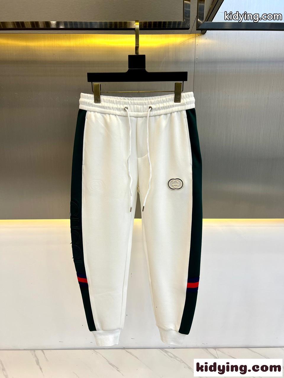 カジュアル おしゃれ グッチ パンツ コピー ロゴ メンズ スウェットパンツ ホワイト-1