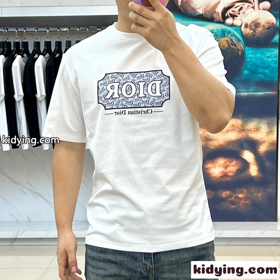 シンプル おしゃれ ロゴTシャツ クリスチャン・ディオール Tシャツ 偽物 コットン ホワイト-1
