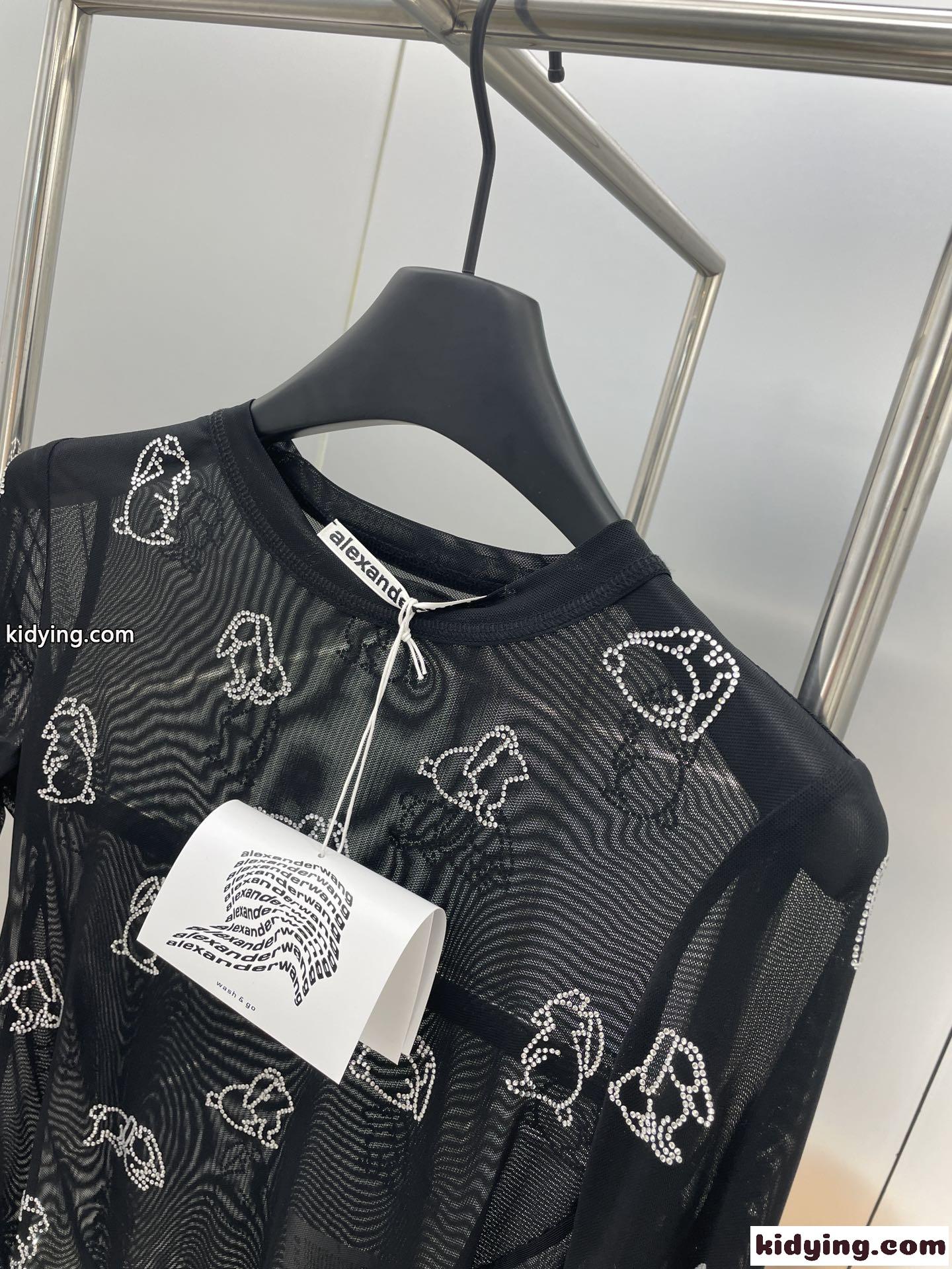 ガージーメッシュ ホットフィックス ロングスリーブtシャツ アレキサンダーワング Tシャツ コピー-2