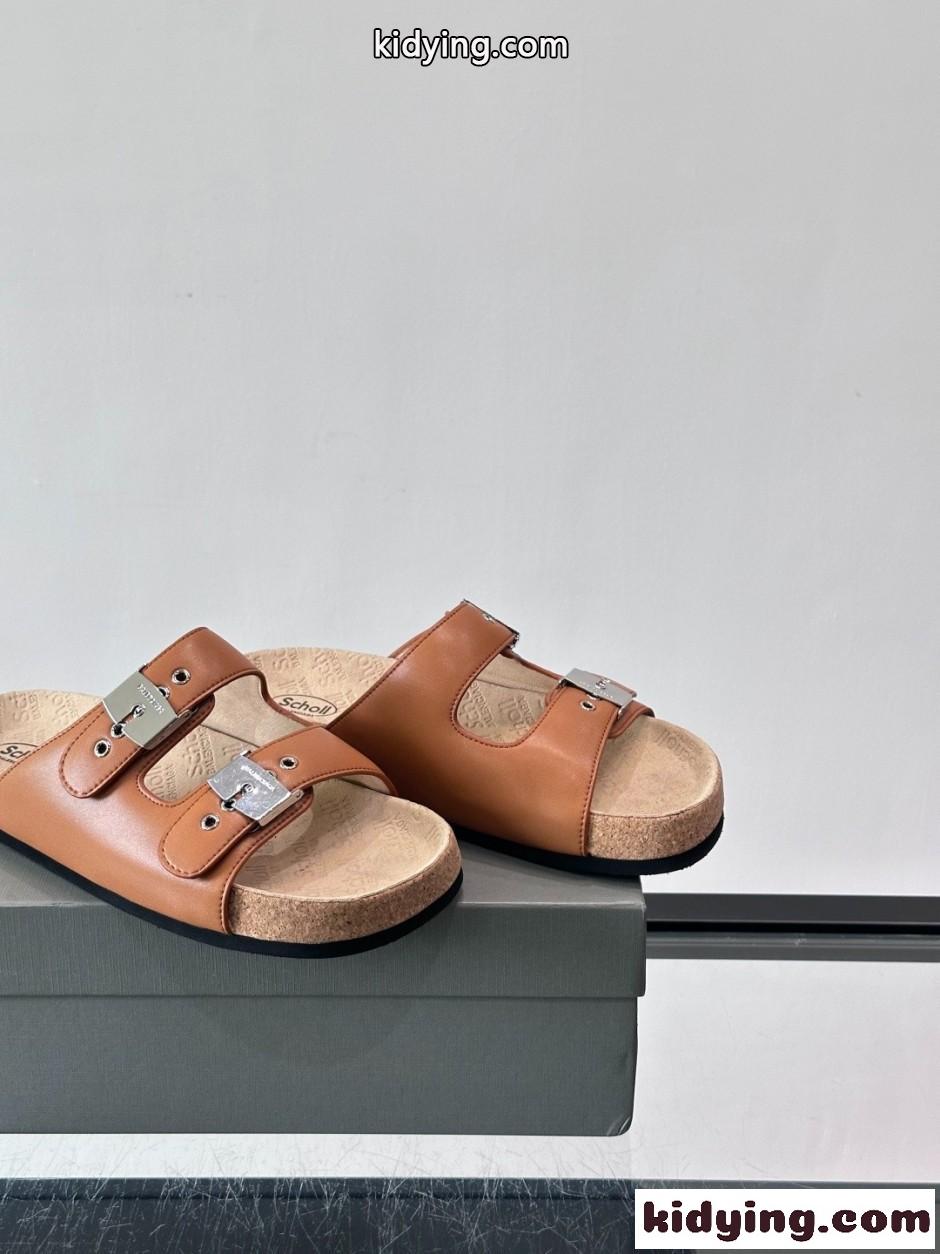 バレンシアガ サンダル コピー BALENCIAGA × Scholl スライドサンダル ブラウン-3