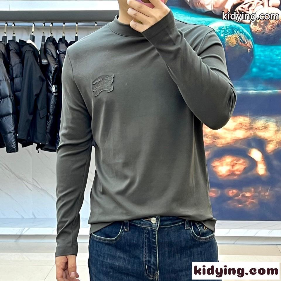 シンプル 上品 ロゴ入り 長袖Tシャツ バーバリー 長袖Tシャツ 偽物 グリーン-1