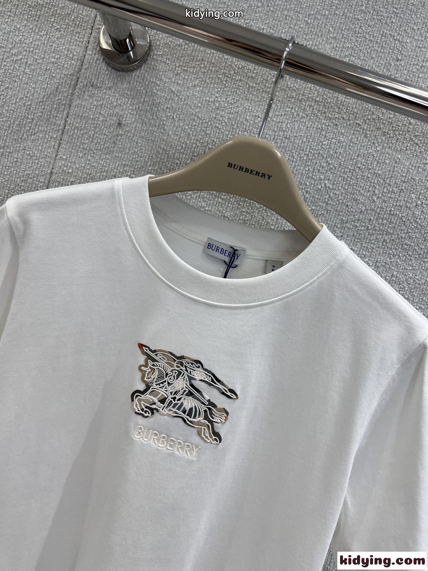 EKD チェック コットンTシャツ バーバリー Tシャツ コピー クルーネック ホワイト-0