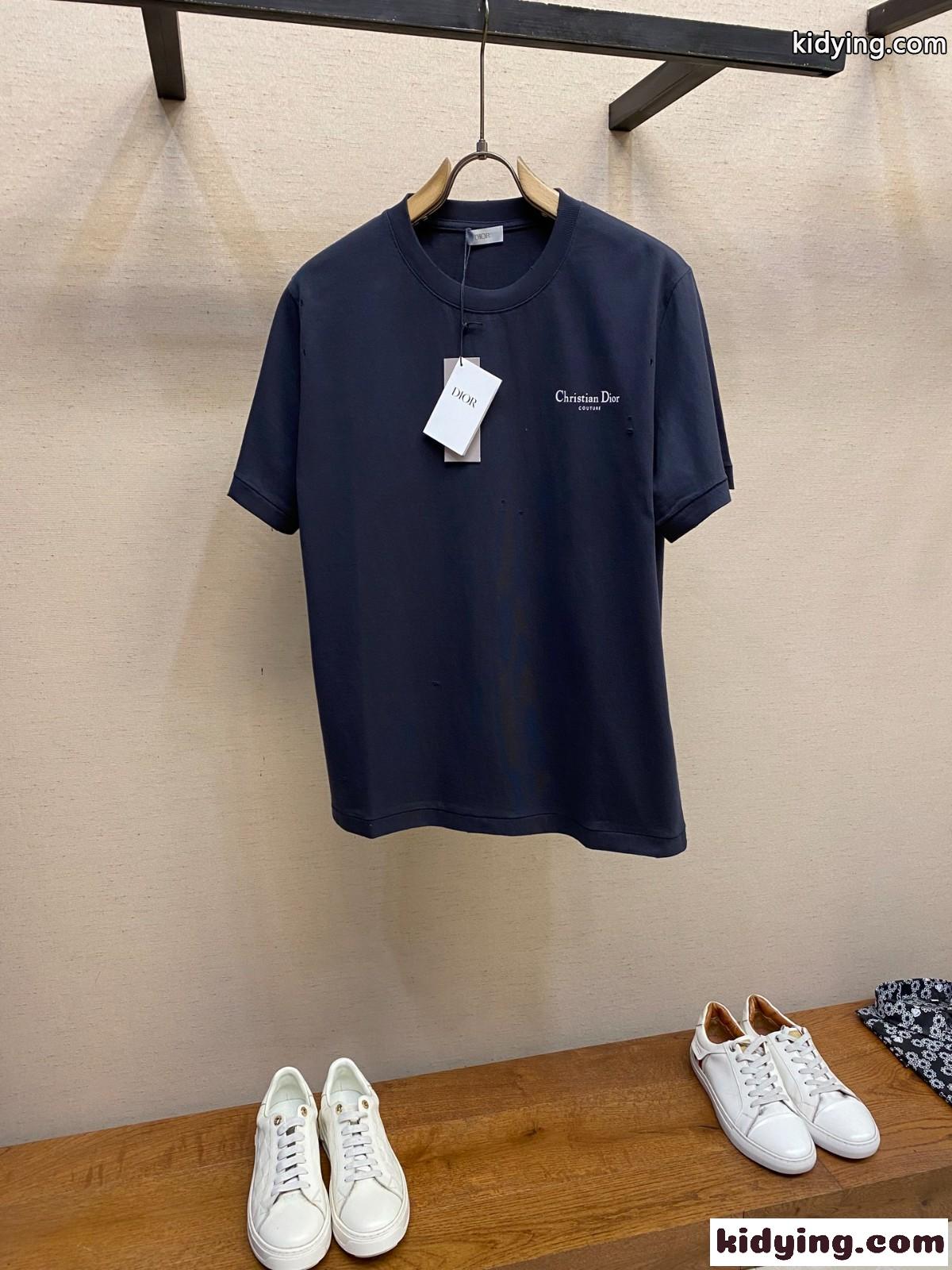 カジュアル 合わせやすい 半袖Tシャツ クリスチャン・ディオール Tシャツ スーパーコピー ネイビー-1