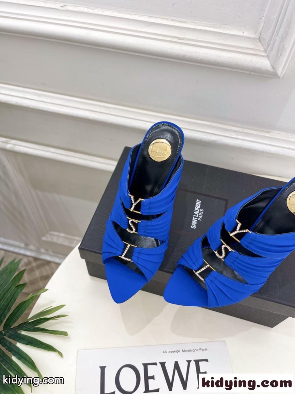 注目される YSL エミリー ミュール イヴ・サンローラン サンダル コピー ブルー-4