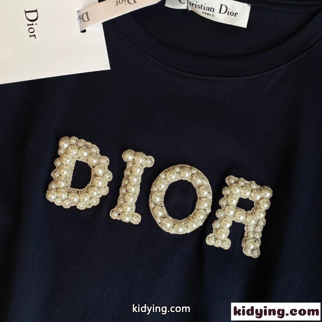 シンプル スウィート ロゴ クリスチャン・ディオール Tシャツ コピー 半袖 コットン クルーネック トップス-3