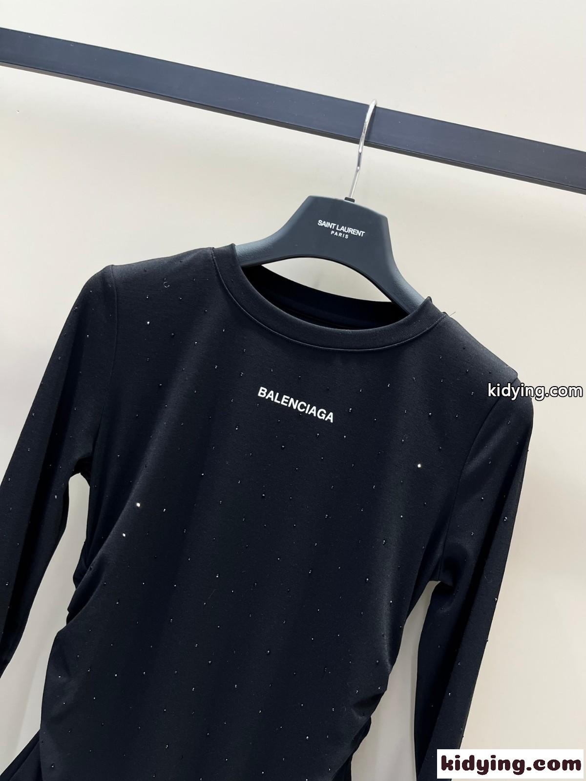 バレンシアガ Tシャツ コピー おしゃれ ロゴ クルーネック 長袖Tシャツ-4