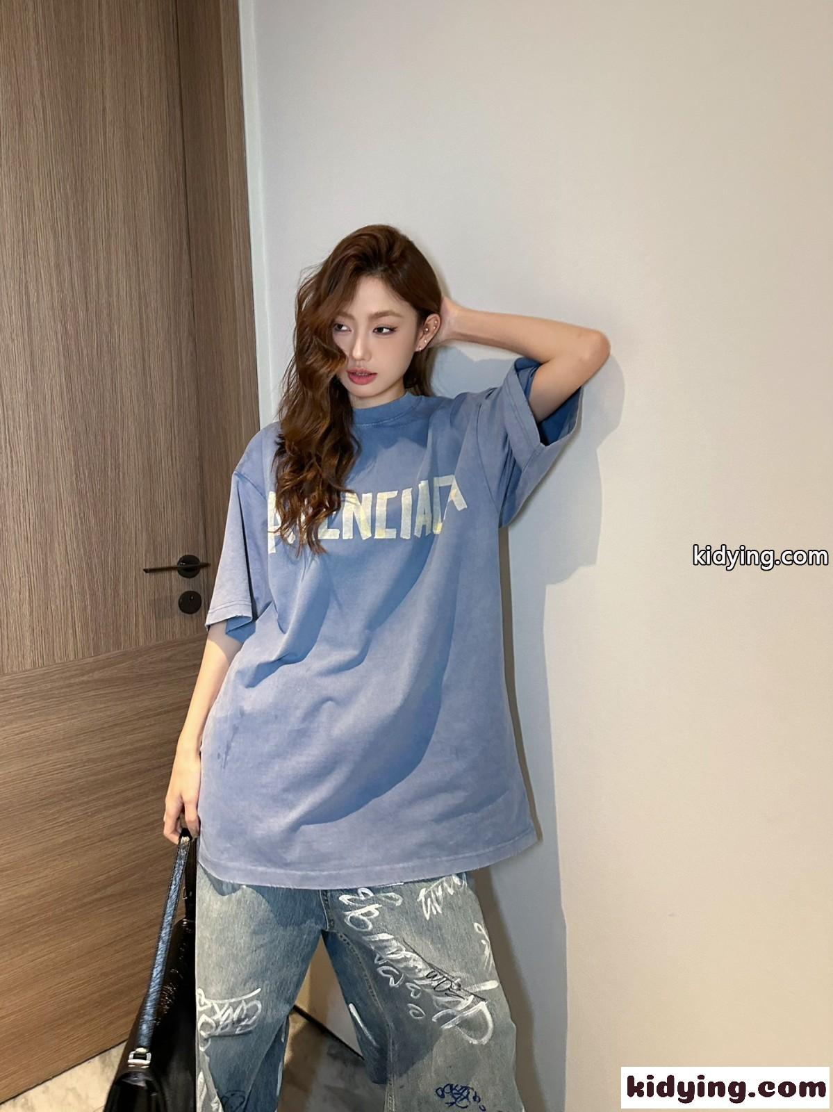 人気 カジュアル TAPE TYPE Tシャツ バレンシアガ Tシャツ コピー ライトブルー-4