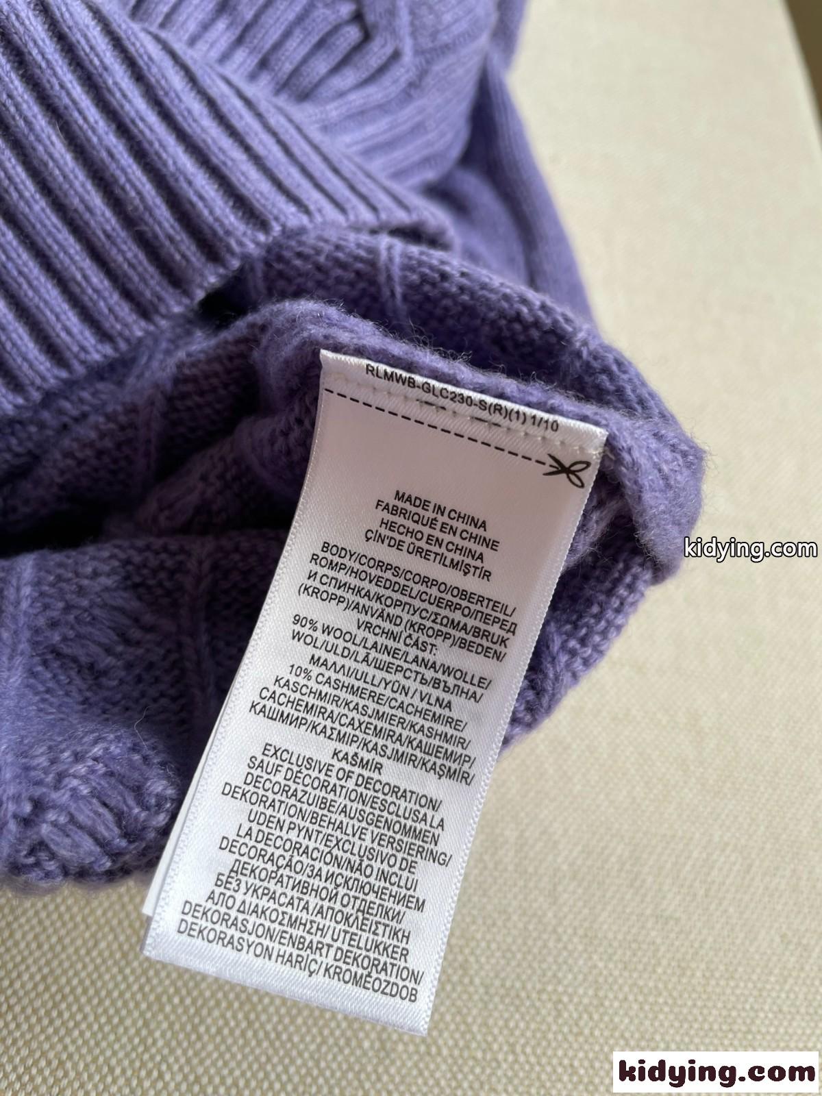 ラルフローレン セーター 偽物 ケーブル編み クルーネック 定番 人気 ロゴ刺繍 パープル-3