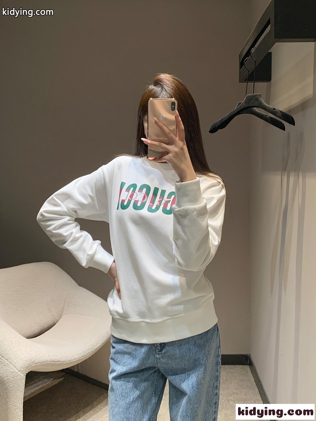 シンプル カジュアル ロゴ スウェットシャツ グッチ Tシャツ 偽物 コットン ホワイト-5