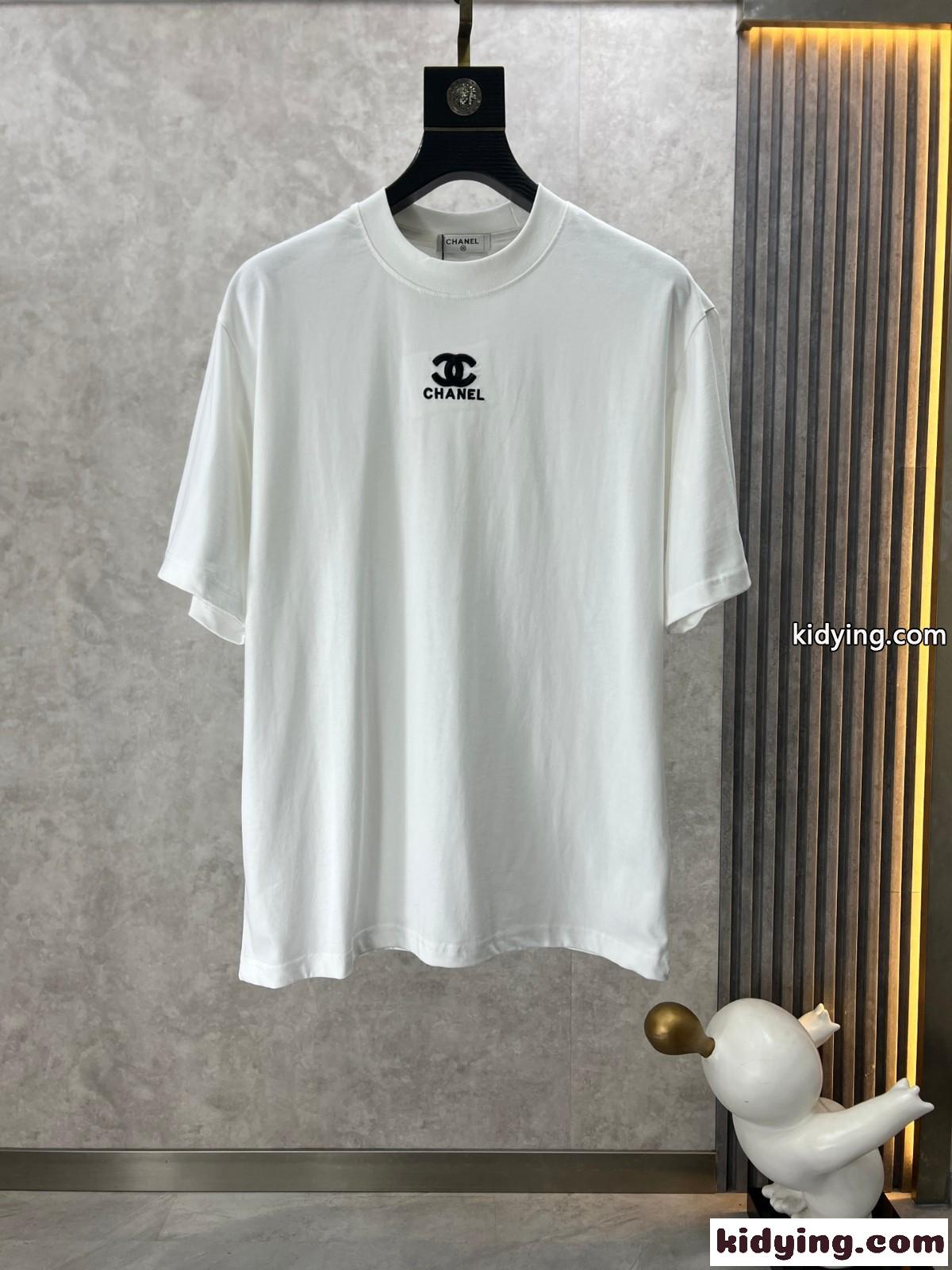 シャネル Tシャツ 偽物 シンプル クルーネック コットン 長袖Tシャツ ホワイト-0