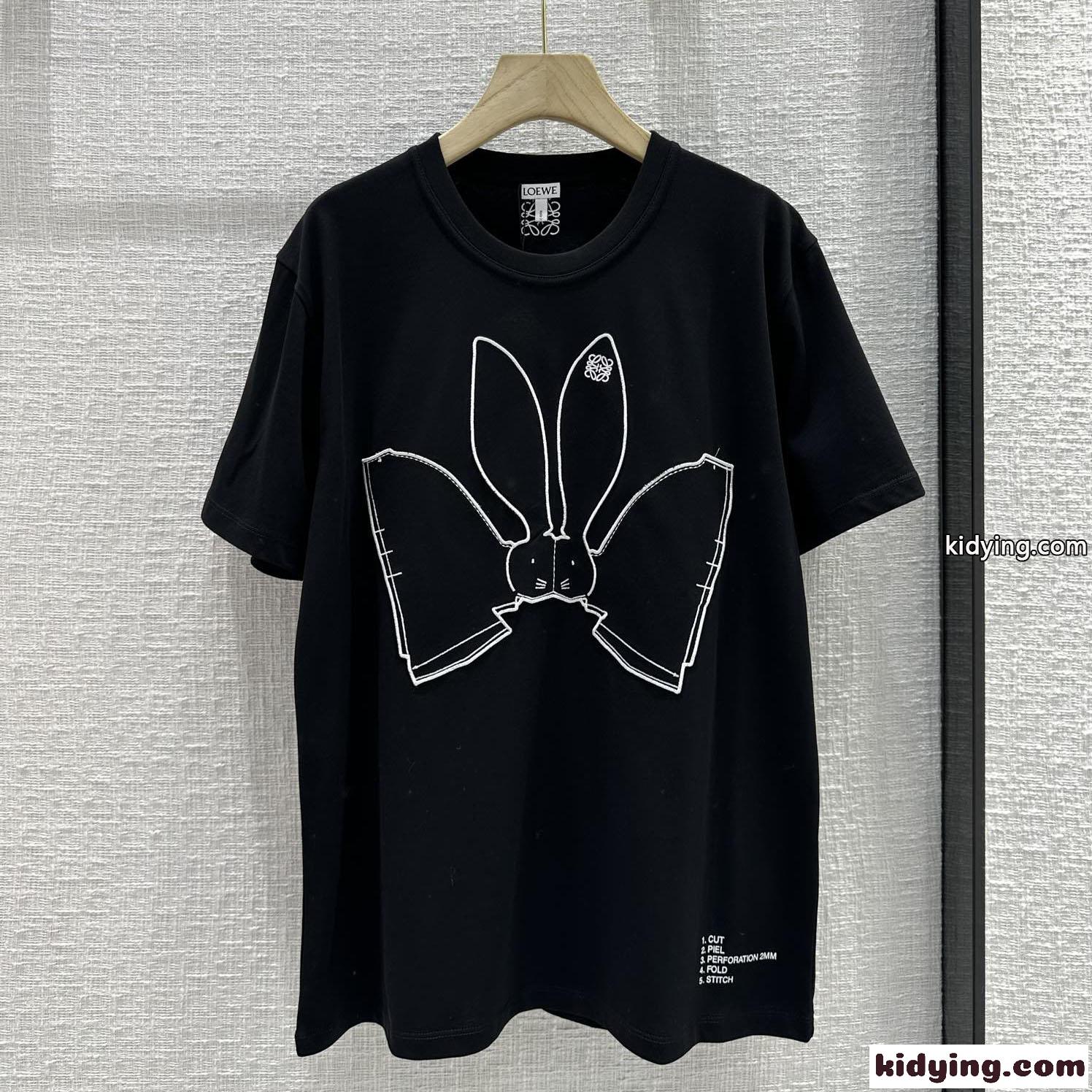新作～可愛い バニー 半袖Tシャツ コットン ロエベ Tシャツ コピー ユニセックス-1