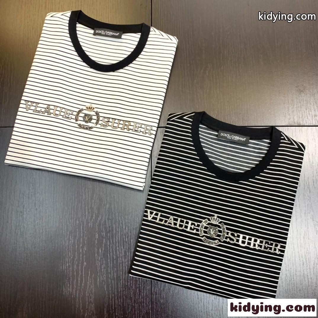 定番 人気 ボーダー柄 ドルチェ&ガッバーナ Tシャツ コピー メンズ 半袖 トップス クールネック 着心地いい-1